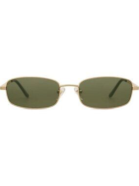 SOJOS Small Unisex Rectangle Sunglasses Retro 80s Y2k Chic Narrow Gold Green